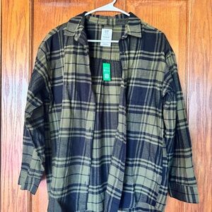 GAP Teen Girls Plaid Button down shirt - Black and Green size XXL (14-16) BNWT